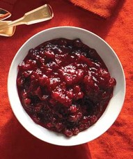 Bourbon-Cranberry Compote This boozy sauce requires just four ingredients and five minutes of hands-on time.