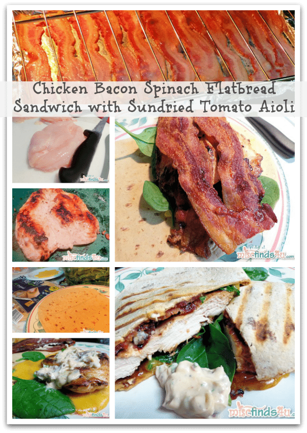 Chicken Bacon Spinach Flatbread Sandwich with Sun-dried Tomato Aioli Sandwich Recipe