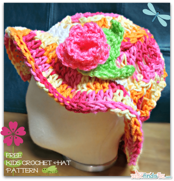 Red Heart Creme de la Creme Cotton Yarn Taffy Stripe Ombre - Crochet How To - Free Kids Sun Hat or Easter Bonnet Pattern 