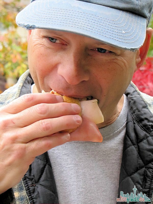 My hardworking man enjoying his Hidden Valley Ranch Sandwich Spread sandwich - ad
