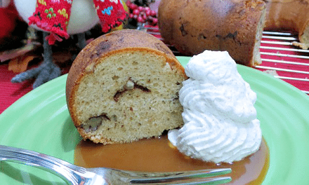 Vanilla Cinnamon Pecan Cake with Caramel Cream