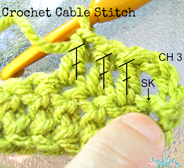Crochet Cable Stitch Tutorial - step 1