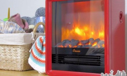 Crane Heater Red Electric Fireplace Heater Creates a Warm Glow