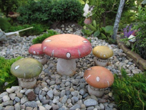 Fairy Garden Miniature Orange mushrooms Vibrantly colored with mica powders.