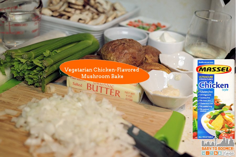 Vegetarian Chicken & Mushroom Bake featuring Massel Chicken Ultrastock Cube - #vegetarian ad