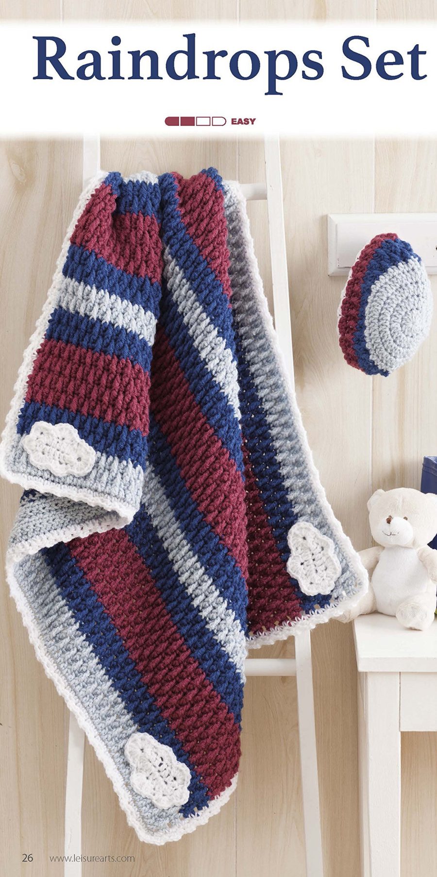 Nature's Gifts for Baby | Crochet Pattern - Matching baby blanket and hat - rain drops