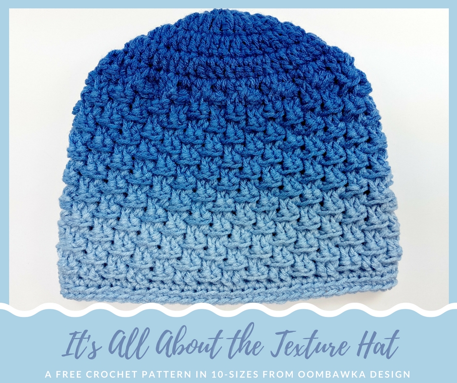 Free Crochet Pattern Featuring Red Heart Ombre True Blue Yarn - It's All About the Texture project by Oombawka Design