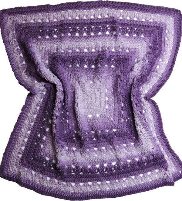 Free Crochet Pattern featuring Red Heart Ombre Yarn - Purple - Lunar Crossings Square Blanket designed by Kim Guzman 