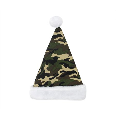 17" Camouflage Faux-Fur Cuffed Christmas Santa Claus Hat - Adult Size