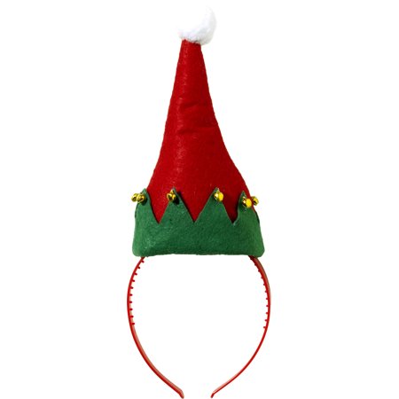 Christmas Santa's Elf Headband Hat With Bells Holiday Costume Accessory